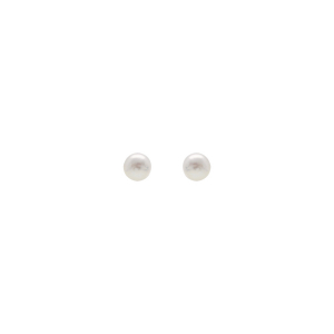 BOUCLES D'OREILLES TIGE ARGENT RHODIÉ PERLE DE CULTURE D'EAU DOUCE BOUTON BLANC 4,5MM