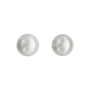 BOUCLES D'OREILLES TIGE ARGENT RHODIÉ PERLE DE CULTURE D'EAU DOUCE BOUTON 6MM BLANC