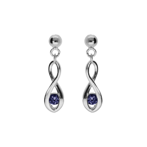 BOUCLES D'OREILLES TIGE ARGENT RHODIÉ INFINI OXYDE BLEU FONCÉ