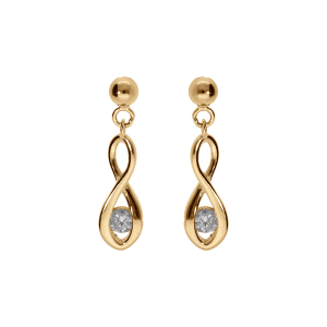 BOUCLES D'OREILLES TIGE DORÉ RHODIÉ INFINI OXYDE BLANC