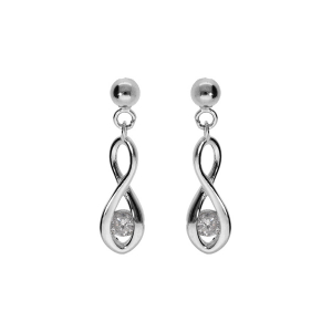 BOUCLES D'OREILLES TIGE ARGENT RHODIÉ INFINI OXYDE BLANC