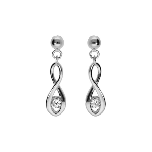 BOUCLES D'OREILLES TIGE ARGENT RHODIÉ INFINI OXYDE BLANC