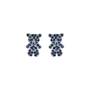 BOUCLES D'OREILLES TIGE ARGENT OURSON OXYDES BLEU
