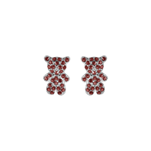 BOUCLES D'OREILLES TIGE ARGENT OURSON OXYDES ROSE