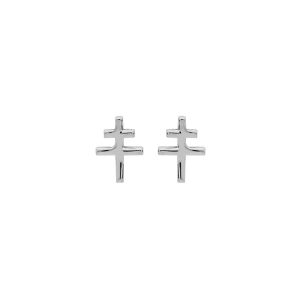 BOUCLES D'OREILLES ARGENT RHODIE CROIX DE LORRAINE