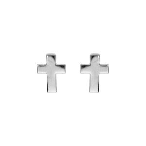 BOUCLES D'OREILLES TIGE ARGENT RHODIÉ CROIX
