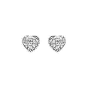 BOUCLES D'OREILLES ARGENT RHODIÉ COEUR PIERRES BLANCHES SYNTHETIQUES