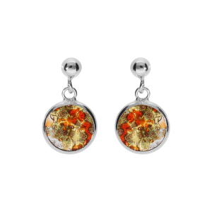 BOUCLES D'OREILLES ARGENT RHODIÉ PASTILLE 10MM MURANO VERITABLE BOREALE