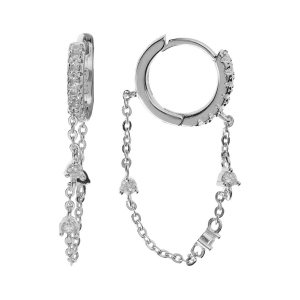 CRÉOLES ARGENT RHODIÉ OXYDES BLANCS ET CHAINETTE AVEC OXYDES BLANCS