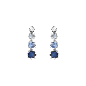 BOUCLES D'OREILLES TIGE ARGENT RHODIÉ PENDANTE DEGRADÉ OXYDES BLEU