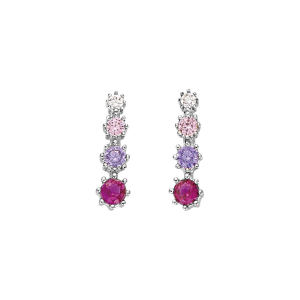 BOUCLES D'OREILLES TIGE ARGENT RHODIÉ PENDANTE OXYDES DEGRADÉS ROSES