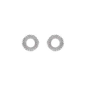 BOUCLES D'OREILLES ARGENT RHODIÉ CLAIRE ROND EVIDÉ PERLÉ