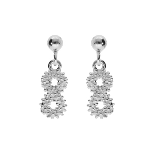 BOUCLES D'OREILLES TIGE ARGENT RHODIÉ CLAIRE PENDANTE INFINI EVIDÉ PERLÉ