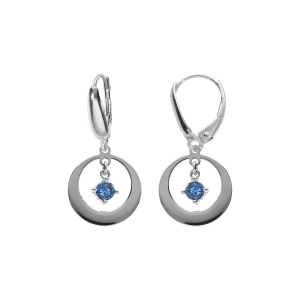 BOUCLES D'OREILLES ARGENT RHODIÉ DORMEUSE CERCLE ET OXYDE BLEU FONCÉ