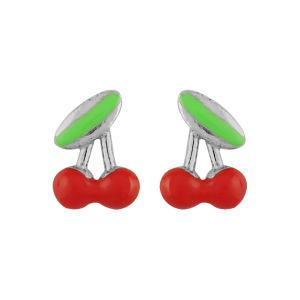 BOUCLES D'OREILLES ARGENT RHODIÉ CERISE