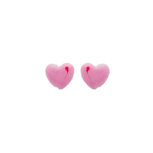 BOUCLES D'OREILLES ARGENT RHODIÉ COEUR ROSE