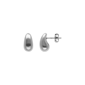 BOUCLES D'OREILLES TIGE ARGENT RHODIÉ PETITE GOUTTE  INCURVÉE 13MM