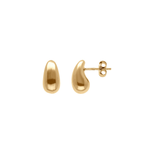 BOUCLES D'OREILLES TIGE ARGENT DORÉ PETITE GOUTTE  INCURVÉE 13MM