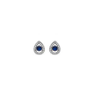 BOUCLES D'OREILLES TIGE ARGENT RHODIÉ OXYDE BLEU ET CONTOUR OXYDES BLANCS
