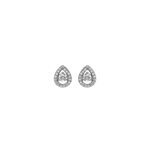 BOUCLES D'OREILLES TIGE ARGENT RHODIÉ OXYDE BLANC ET CONTOUR OXYDES BLANCS