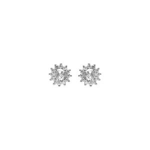 BOUCLES D'OREILLES TIGE ARGENT RHODIÉ OXYDES BLANCS