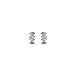BOUCLES D'OREILLES TIGE ARGENT RHODIÉ BONBON OXYDES BLANCS SERTIS
