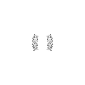 BOUCLES D'OREILLES TIGE ARGENT RHODIÉ OXYDES BLANCS SERTIS
