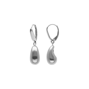 BOUCLES D'OREILLES DORMEUSE ARGENT RHODIÉ PETITE GOUTTE  INCURVÉE 13MM