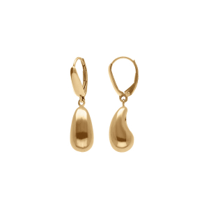 BOUCLES D'OREILLES DORMEUSE ARGENT DORÉ PETITE GOUTTE  INCURVÉE 13MM