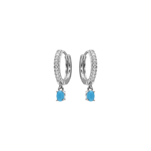 CRÉOLES ARGENT RHODIÉ OXYDES BLANCS SERTIS AVEC PAMPILLE OXYDE BLEU SERTI CRÉOLES ARGENT RHODIÉ OXYDES BLANCS SERTIS AVEC PAMPILLE OXYDE BLEU SERTI