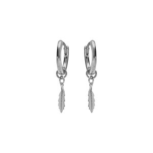 CRÉOLES ARGENT RHODIÉ AVEC PLUME