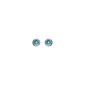 BOUCLES D'OREILLES TIGE ARGENT RHODIÉ RONDE 4MM SERTI CLOS OXYDE BLEU CIEL