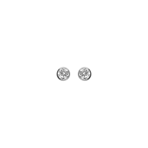 BOUCLES D'OREILLES TIGE ARGENT RHODIÉ RONDE 4MM SERTI CLOS OXYDE BLANC FONCÉ