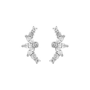 BOUCLES D'OREILLES TIGE ARGENT RHODIÉ OXYDES BLANCS SERTIS