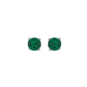 BOUCLES D'OREILLES TIGE SOLITAIRE ARGENT RHODIÉ CLOU 4MM PIERRE VERTE SYNTHETIQUE 4 GRIFFES