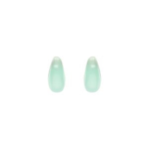 BOUCLES D'OREILLES TIGE ARGENT RHODIÉ GOUTTE EN VERRE VERT D'EAU