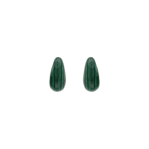 BOUCLES D'OREILLES TIGE ARGENT RHODIÉ GOUTTE EN VERRE VERT MALACHITE IMITATION