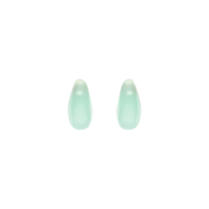 BOUCLES D'OREILLES TIGE ARGENT DORÉ GOUTTE EN VERRE VERT D'EAU