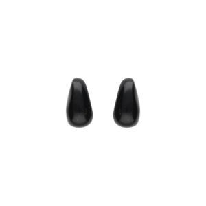 BOUCLES D'OREILLES TIGE ARGENT DORÉ GOUTTE EN VERRE NOIR