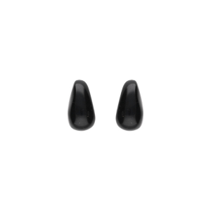 BOUCLES D'OREILLES TIGE ARGENT RHODIÉ GOUTTE EN VERRE NOIR