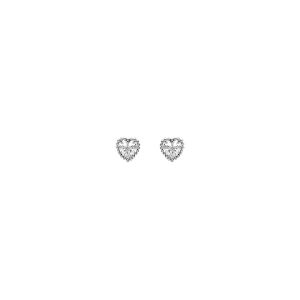 BOUCLES D'OREILLES TIGE ARGENT RHODIÉ PUCE 3 COEURS OXYDES BLANCS