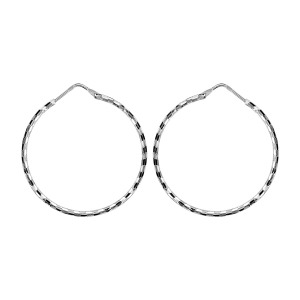 CREOLE ARGENT RHODIÉ 30MM FIL DIAMANTEE 1,5MM