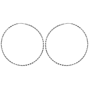 CREOLE ARGENT RHODIÉ 64MM FIL DIAMANTEE 1,5MM