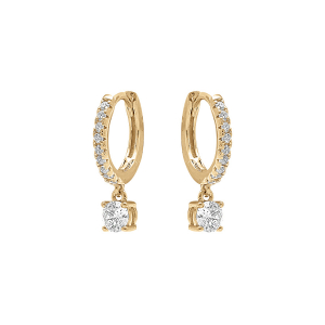 BOUCLES D'OREILLES ARGENT DORÉ CRÉOLES ARTICULÉE AVEC 1 OXYDE BLANC