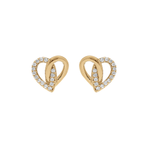 BOUCLES D'OREILLES ARGENT DORÉ COEUR PAVÉ OXYDES BLANCS
