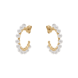 CRÉOLES ARGENT DORÉ PERLE DE CULTURE D'EAU DOUCE BLANCHE CRÉOLES ARGENT DORÉ PERLE DE CULTURE D'EAU DOUCE BLANCHE