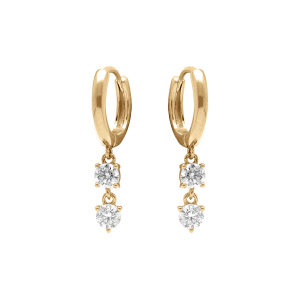 CRÉOLES ARGENT DORÉ ARTICULÉE PENDANT 2 OXYDES BLANCS