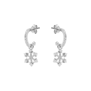 CRÉOLES ARGENT RHODIÉ ARTICULÉE OXYDES BLANCS PENDANT FLOCON DE NEIGE OXYDES BLANCS
