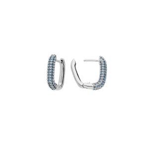 BOUCLES D'OREILLES ARGENT RHODIÉ DEMI CRÉOLES OXYDES BLEU CIEL