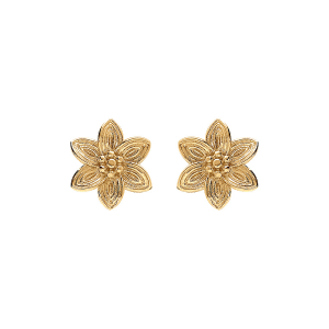BOUCLES D'OREILLES TIGE ARGENT DORÉ FLEUR 1 OXYDE BLANC SERTI